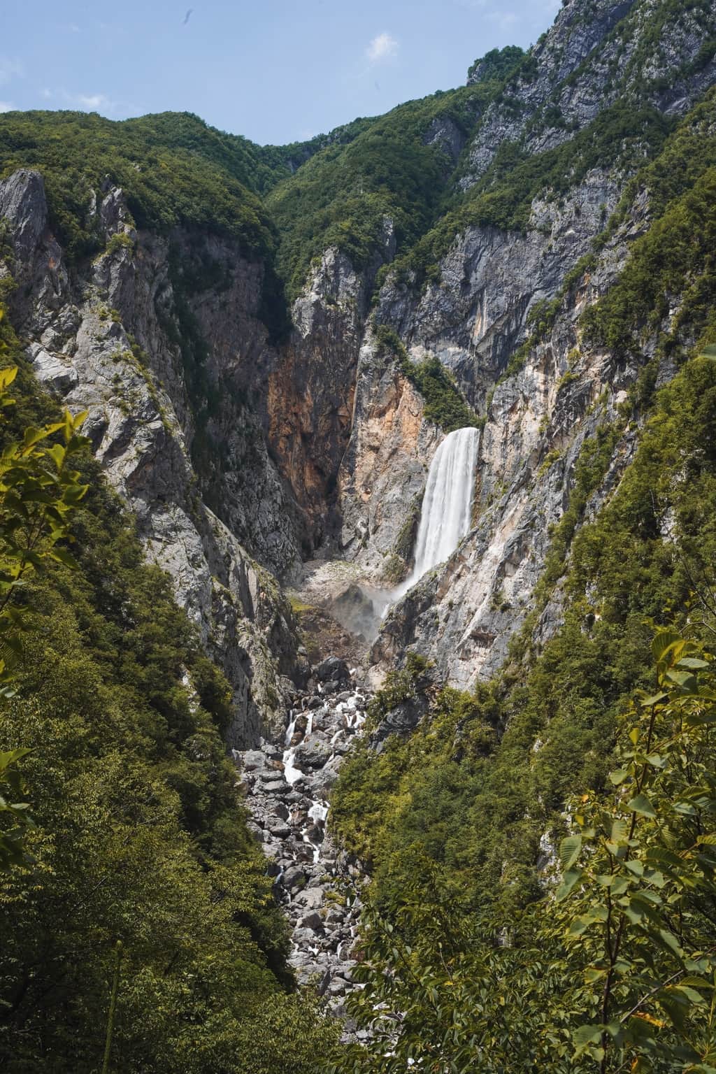 Boka Wasserfall Slowenien Blick von Aussichtsplattform