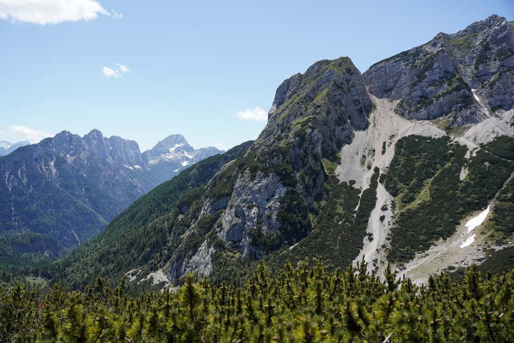 Slowenische Alpen, Vrsic-Pass: Blick aufs Triglav-Gebirge